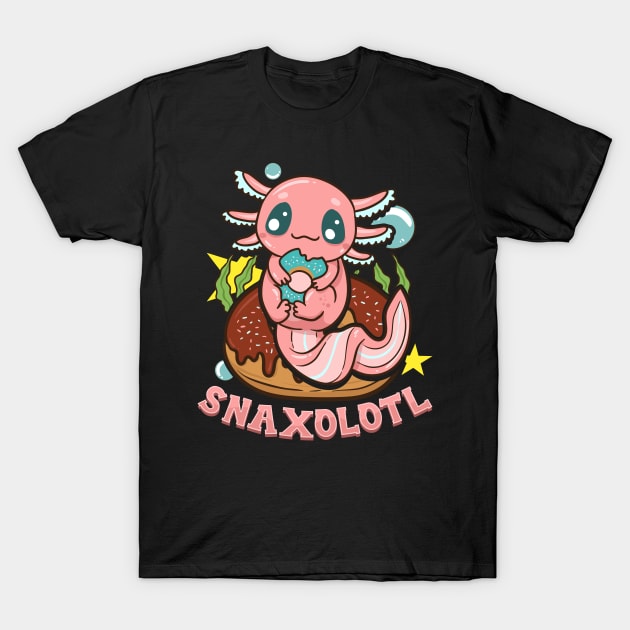 Cute & Funny Snaxolotl Adorable Snacking Axolotl T-Shirt by theperfectpresents